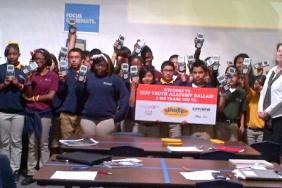 Service King Collision Repair Centers Provides High Tech Graphing Calculators to KIPP DFW TRUTH Academy 8th Grade Math and Science Students with Funding from CBS EcoMedia’s EducationAd Advertising Image.