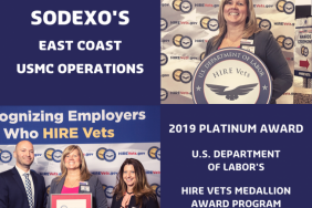 U.S. Department of Labor Presents Sodexo With Platinum HIRE Vets Medallion Image.