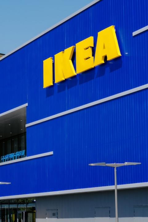 A blue and yellow Ikea store. 