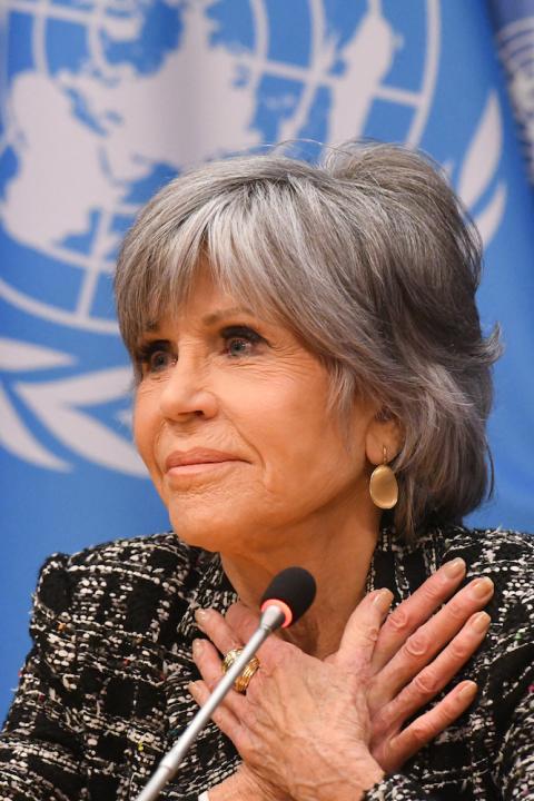 Jane Fonda speaks at UN press conference in favor of UN Ocean Treaty