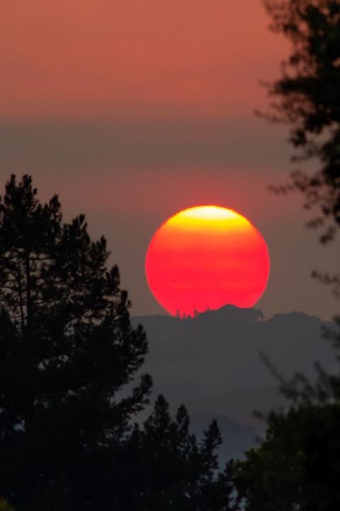 california wildfires glowing sunset climate change ipcc report
