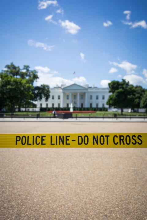 police line do not cross in front of the white house - brands grow silent on police violence