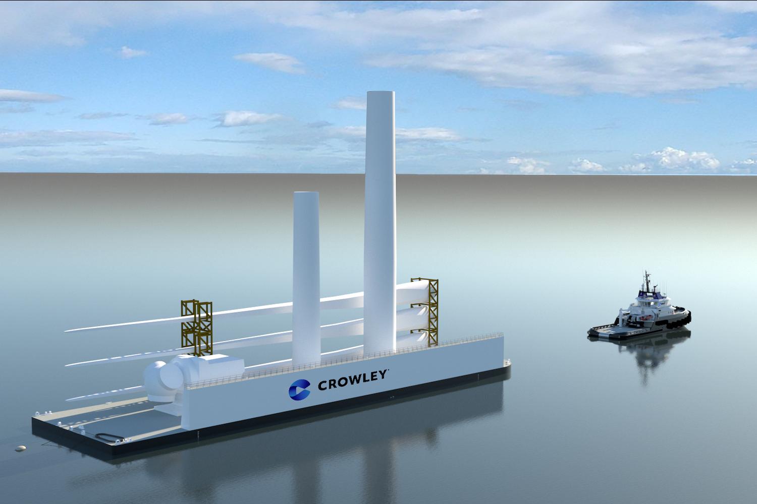 Crowley 455 barge pulling offshore wind equipment