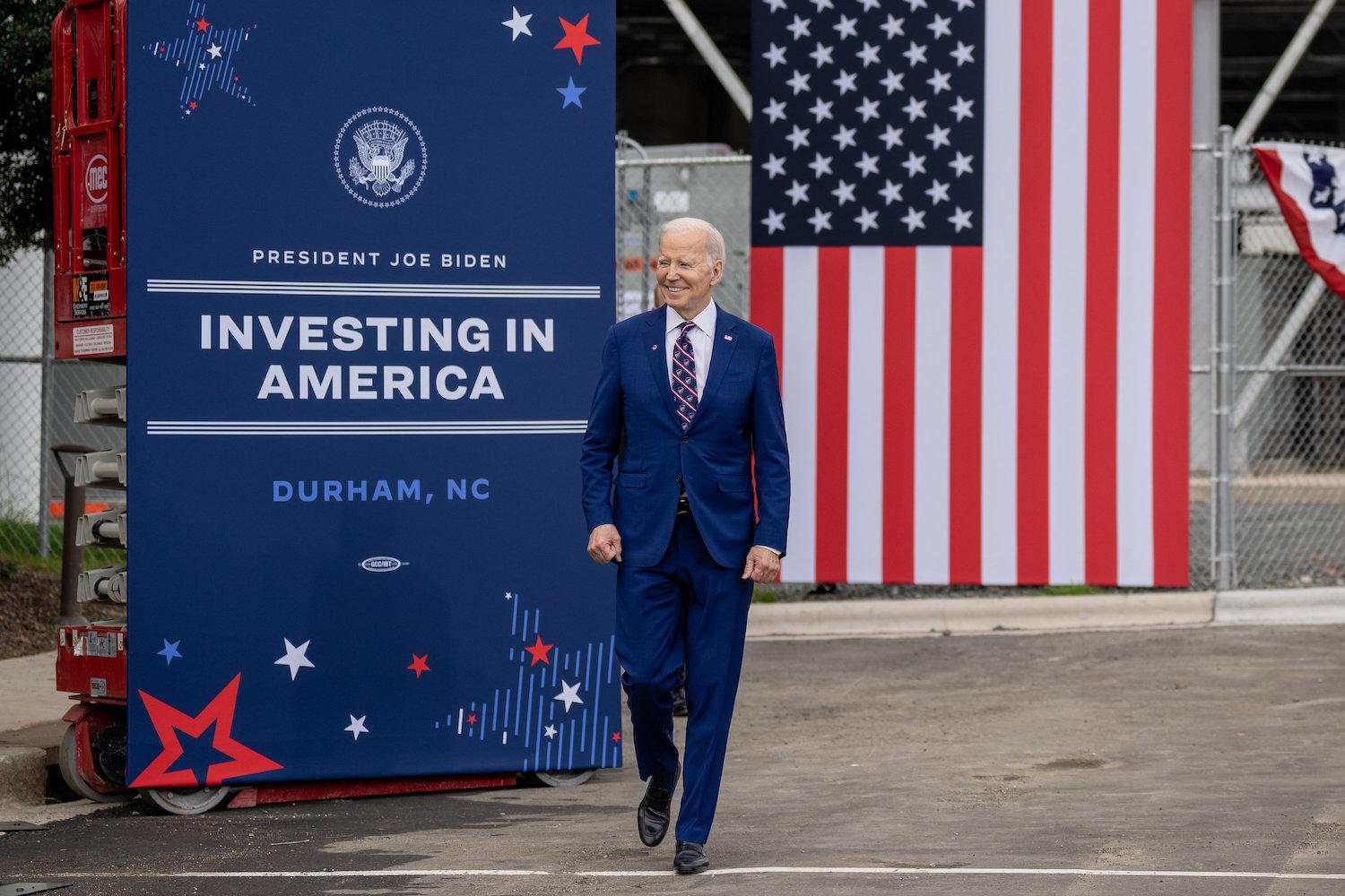 Joe Biden stops at North Carolina semiconductor factory as part of Investing in America tour to promote U.S. manufacturing
