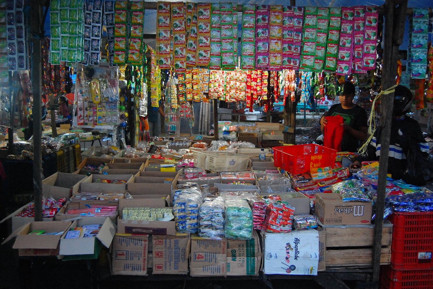 Sachets of products for sale in Indonesia.