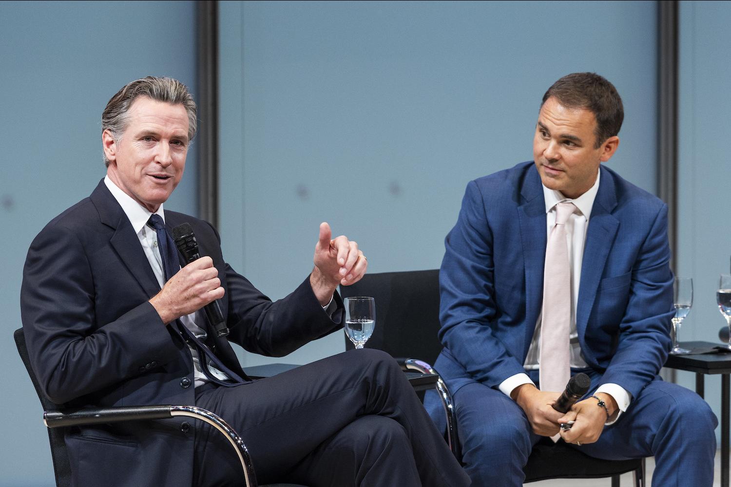 california governor gavin newsom speaks about new climate disclosure rules at climate week 2023