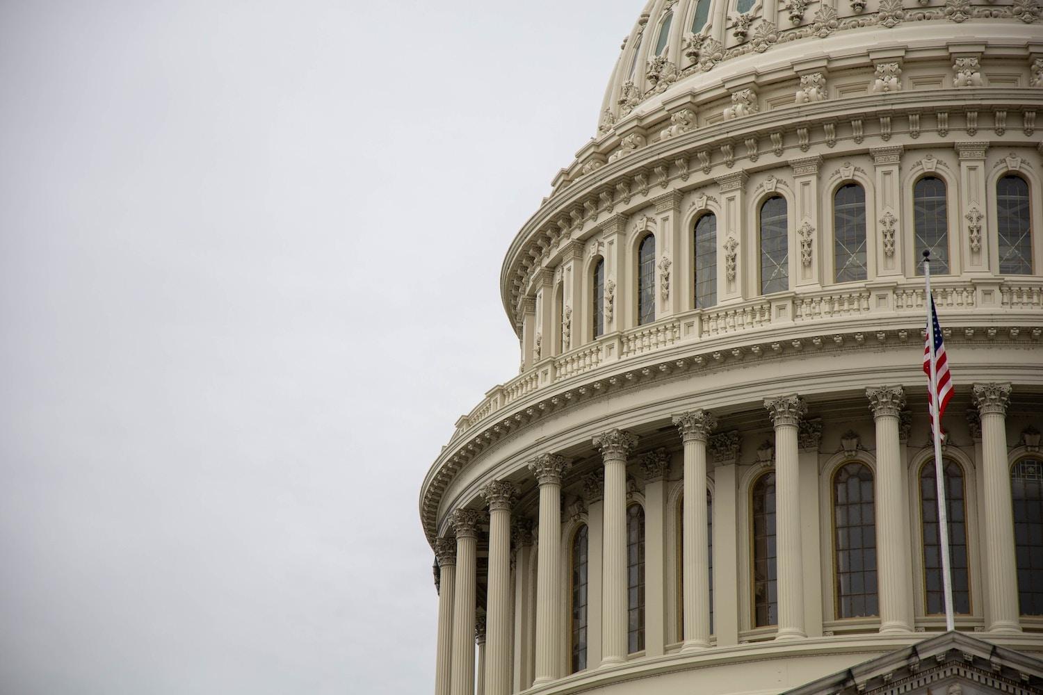 capital rotunda washington DC with american flag - business pushes back on anti ESG laws