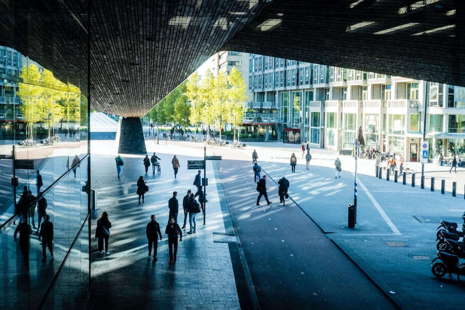 commuters in city