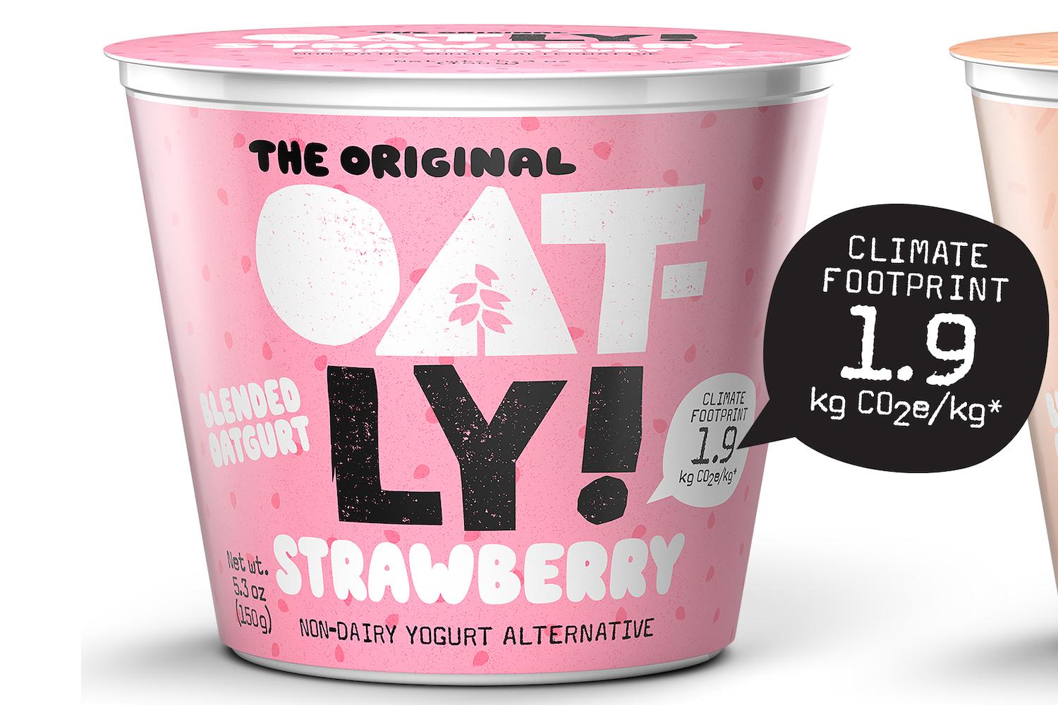 oatly strawberry yogurt carbon footprint labels 
