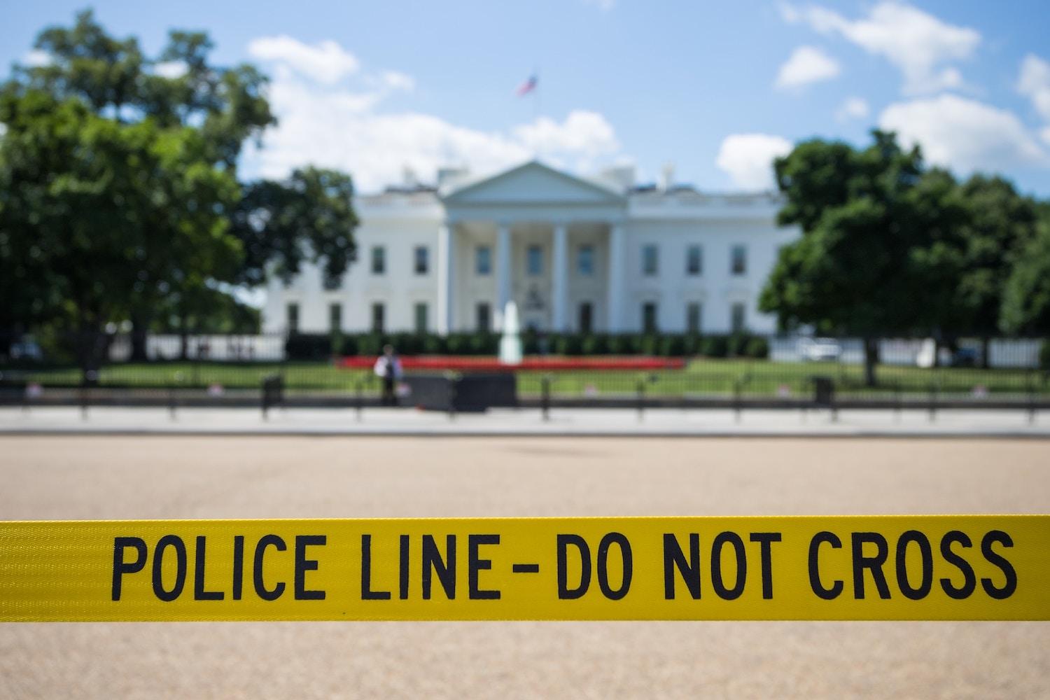 police line do not cross in front of the white house - brands grow silent on police violence