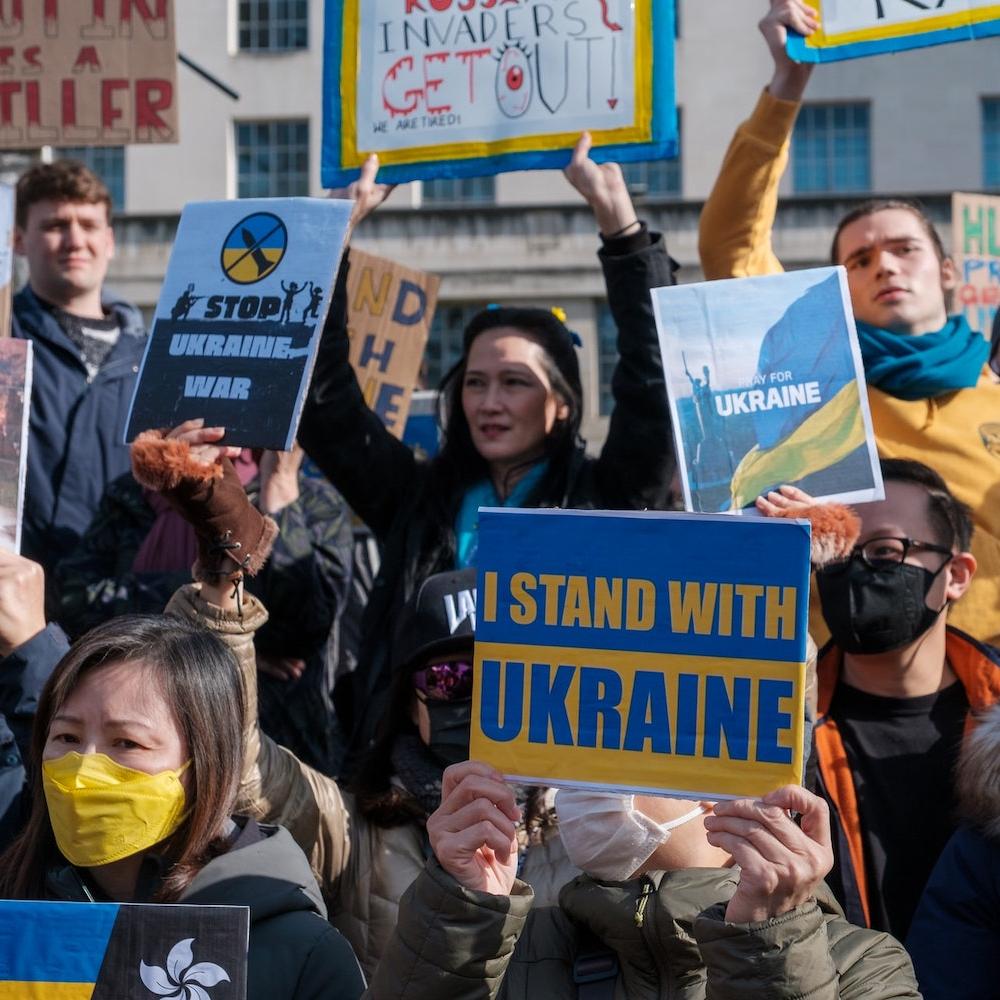 Anti-War Protesters in London Show Support for Ukraine