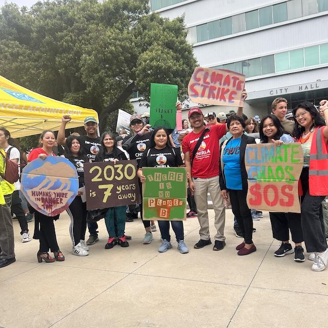 The CHIRLA team at a climate strike — disaster recovery