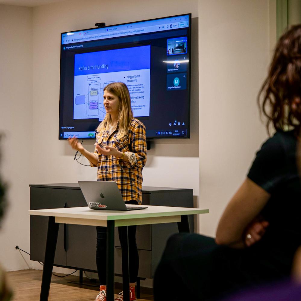 CYF student gives final presentation in tech training program for refugees