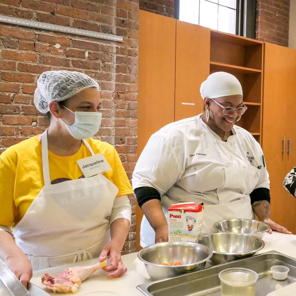 Chef Diamond does a demo at Hot Bread Kitchen