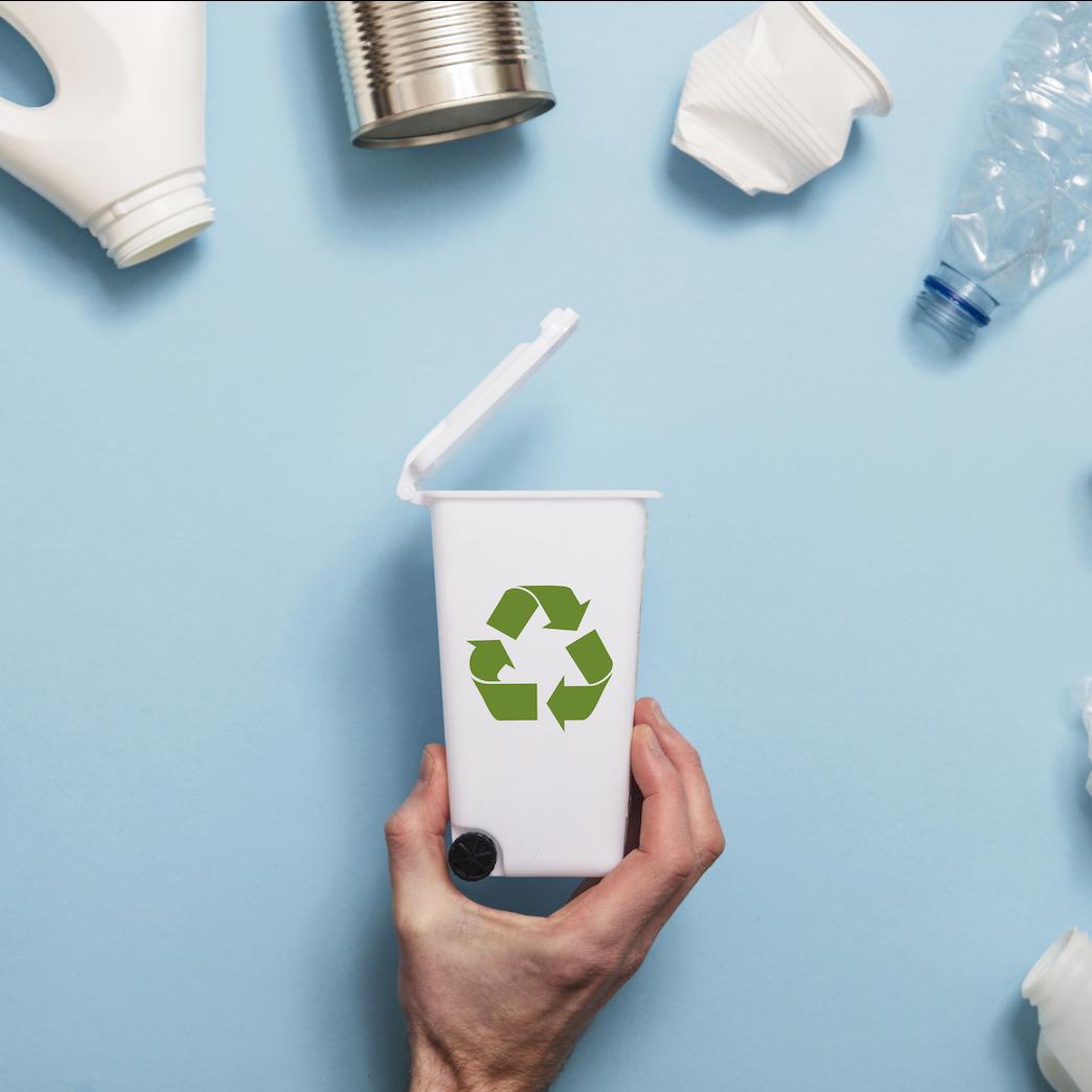 Circular Economy - Packaging Materials With Recycling Bin