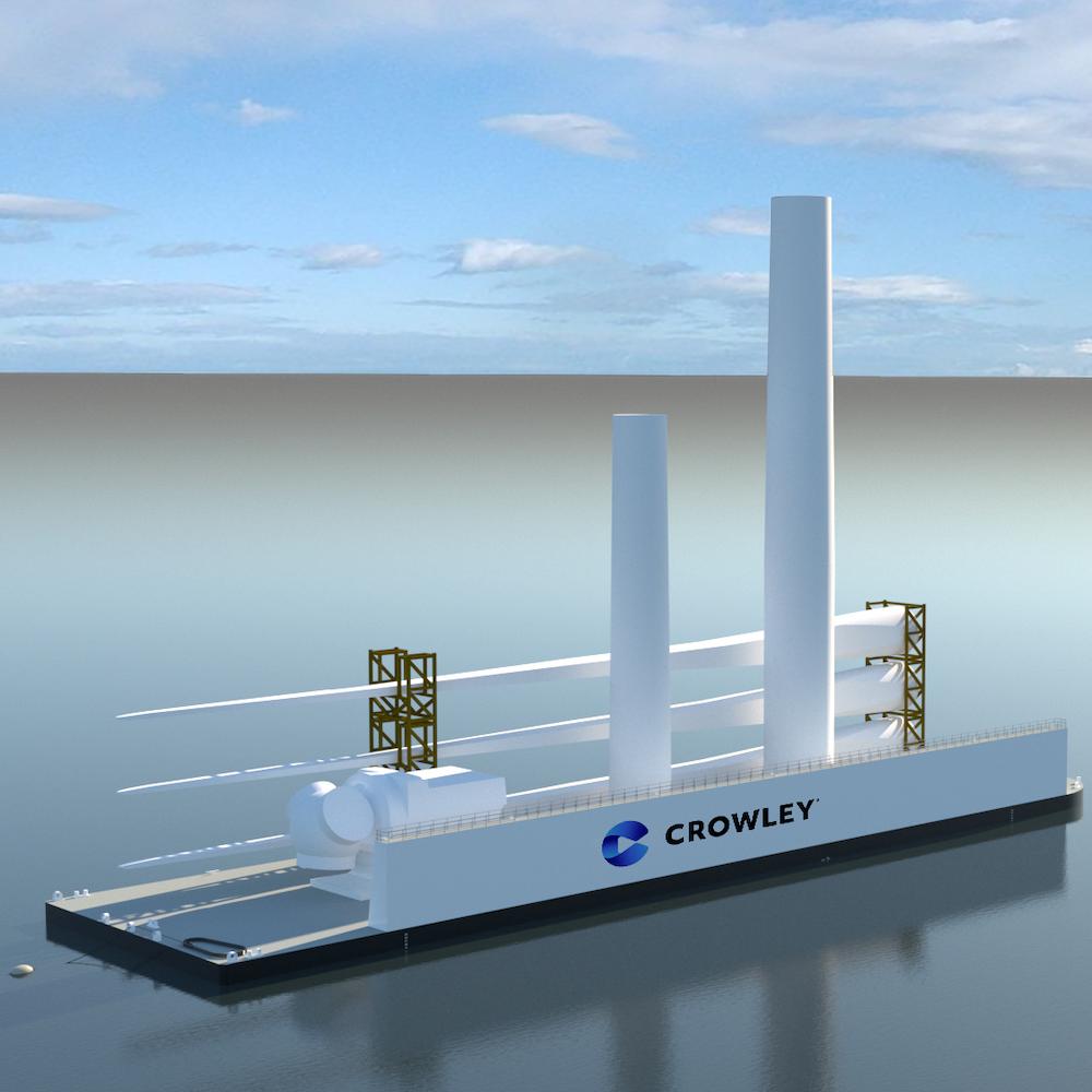 Crowley 455 barge pulling offshore wind equipment
