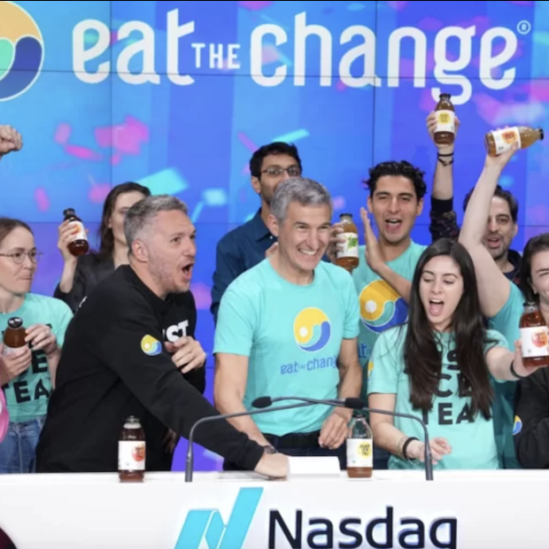 Founders of Eat Just at the NASDAQ