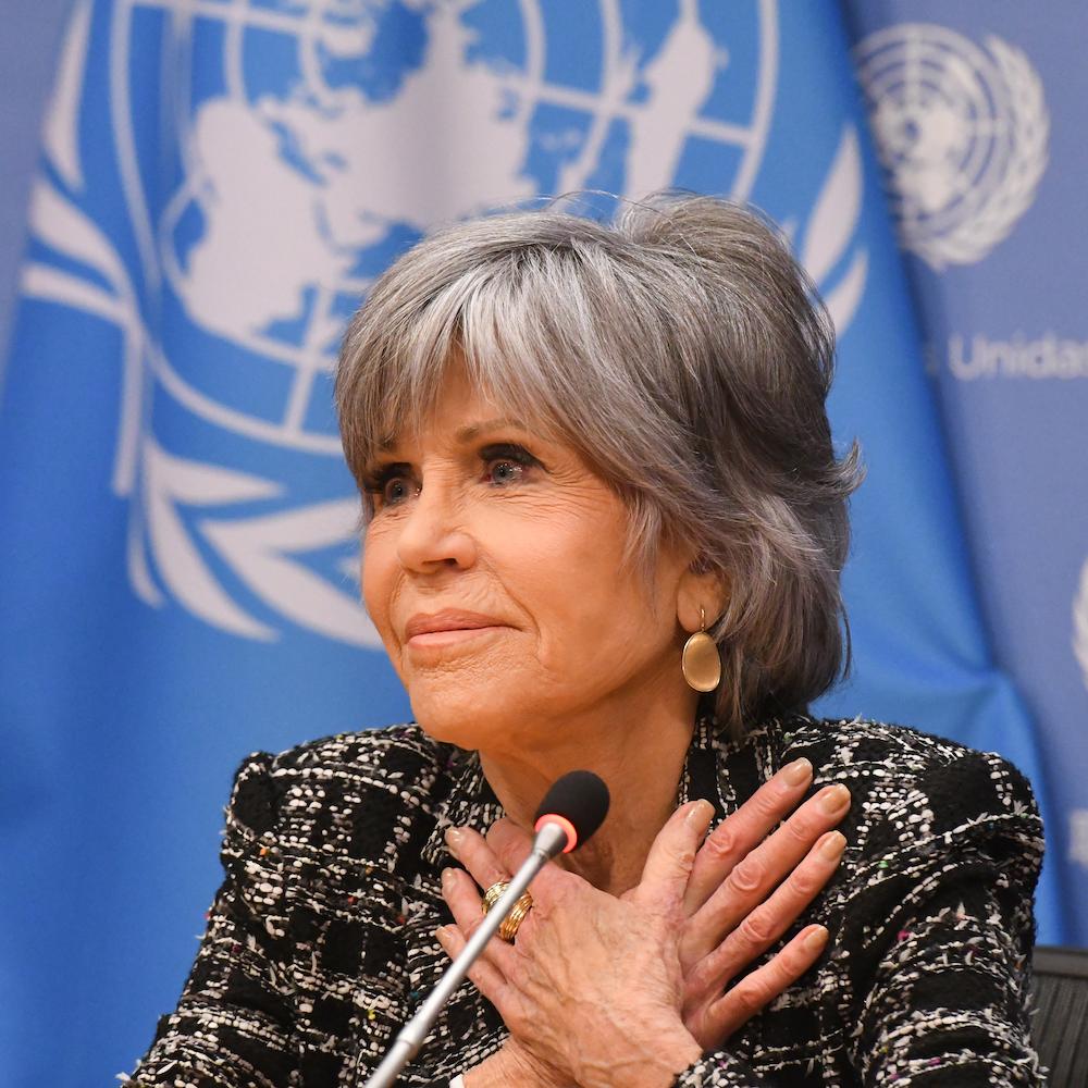 Jane Fonda speaks at UN press conference in favor of UN Ocean Treaty