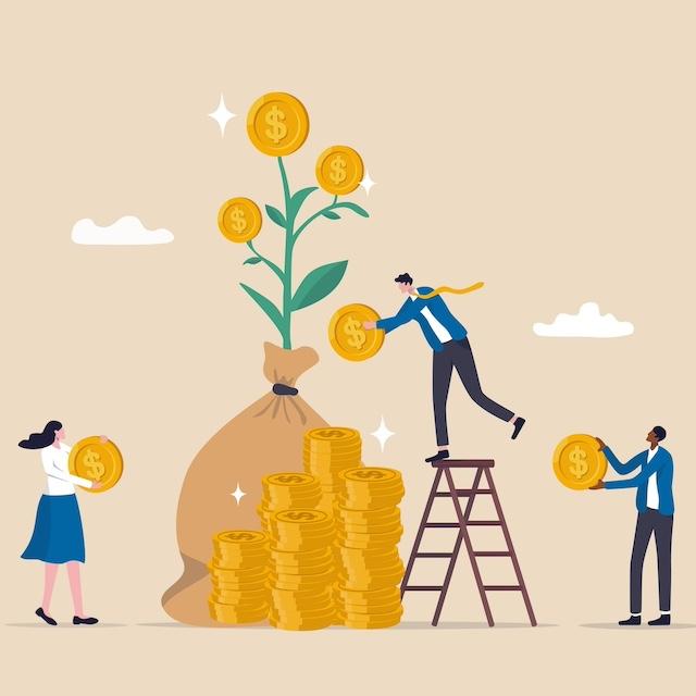 A graphic of people stacking coins in a pile — Just Futures