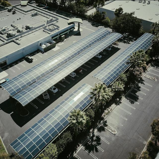 Solar panels over a parking lot — Net zero
