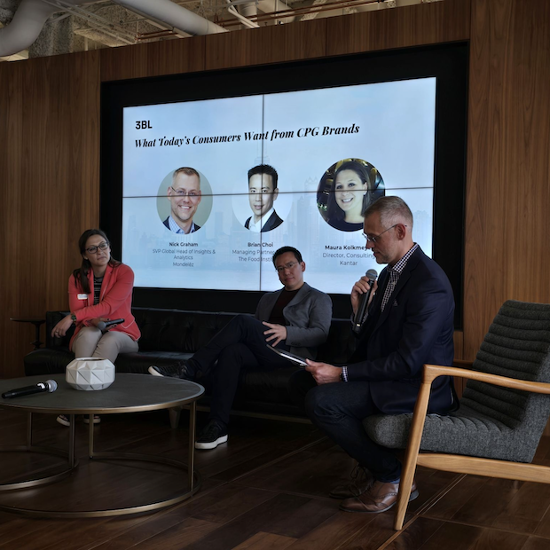 Nick Graham of Mondelez International speaks on a panel at an event
