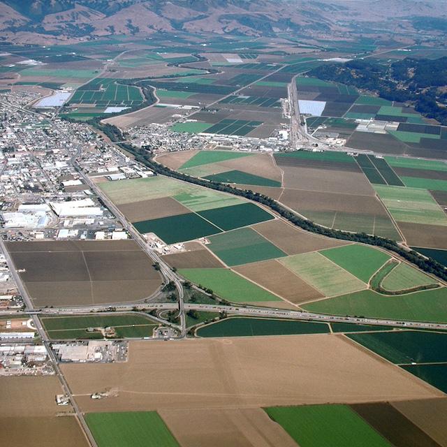 An aerial view of the Pajaro River near Pajaro and Watsonville, California — disaster recovery