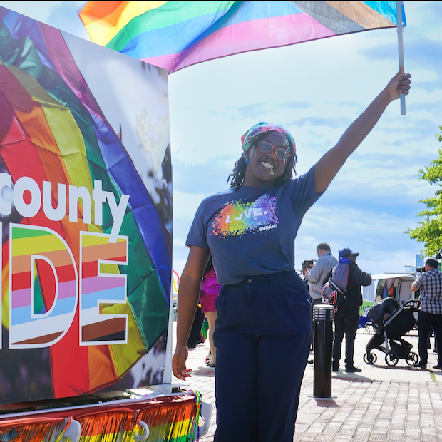 employee with Subaru Out and Ally ERG at Camden County Pride Festival — how ERGs foster belonging