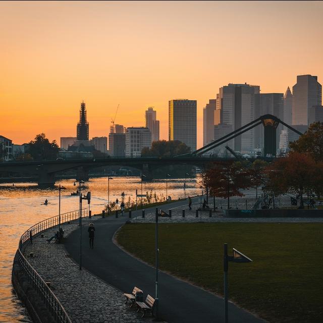 Frankfurt at sunset — urban climate change adaptation
