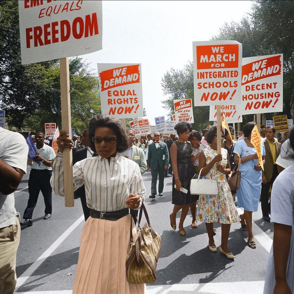 colorized photo of the civil rights march on washington 1963 - Black History Month