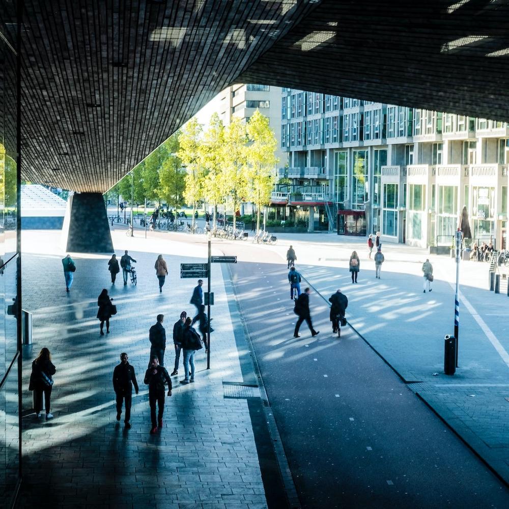 commuters in city
