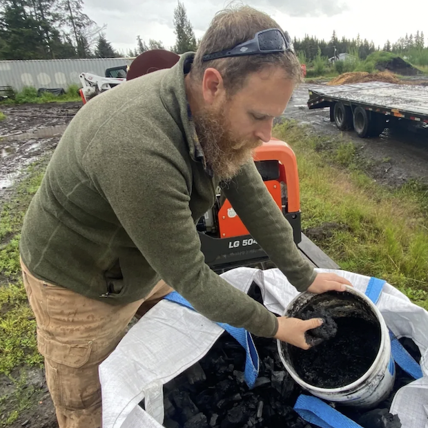 Farmer using biochar in Alaska