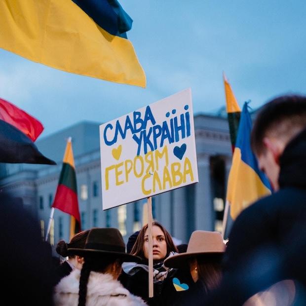 Lithuania protest against Russia and in support of Ukraine