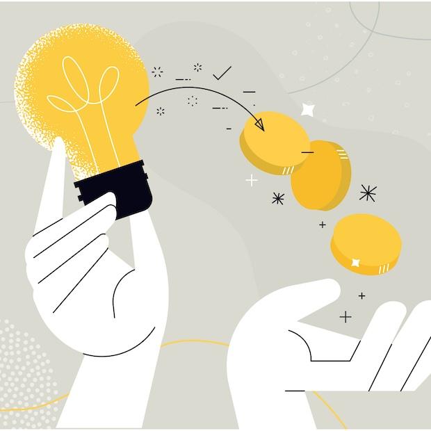 graphic of hands holding a light bulb and coins — linking executive pay to climate goals