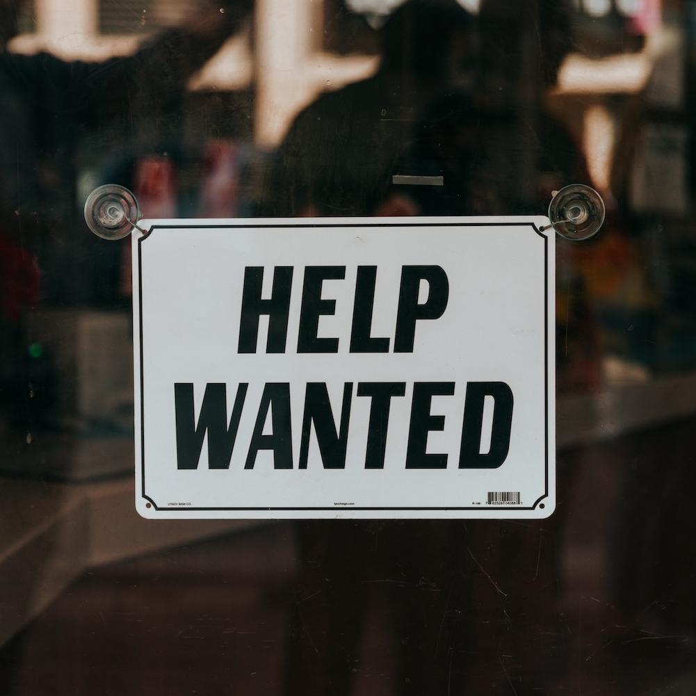 help wanted - hiring sign in window - second chance hiring for people with criminal justice histories