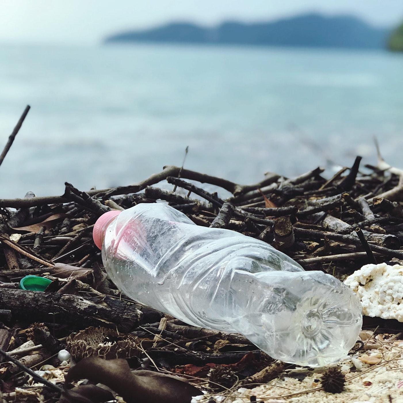 plastic bottle on the beach