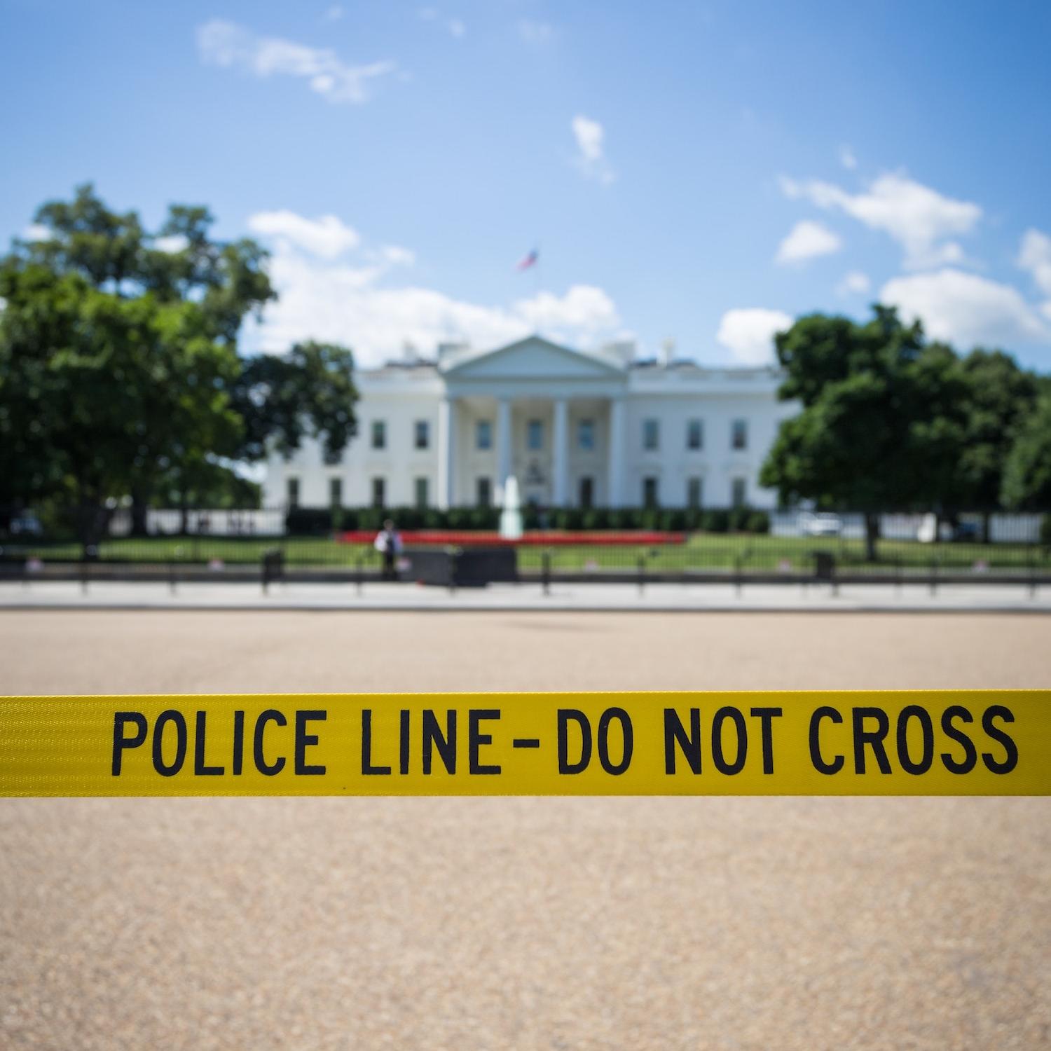 police line do not cross in front of the white house - brands grow silent on police violence
