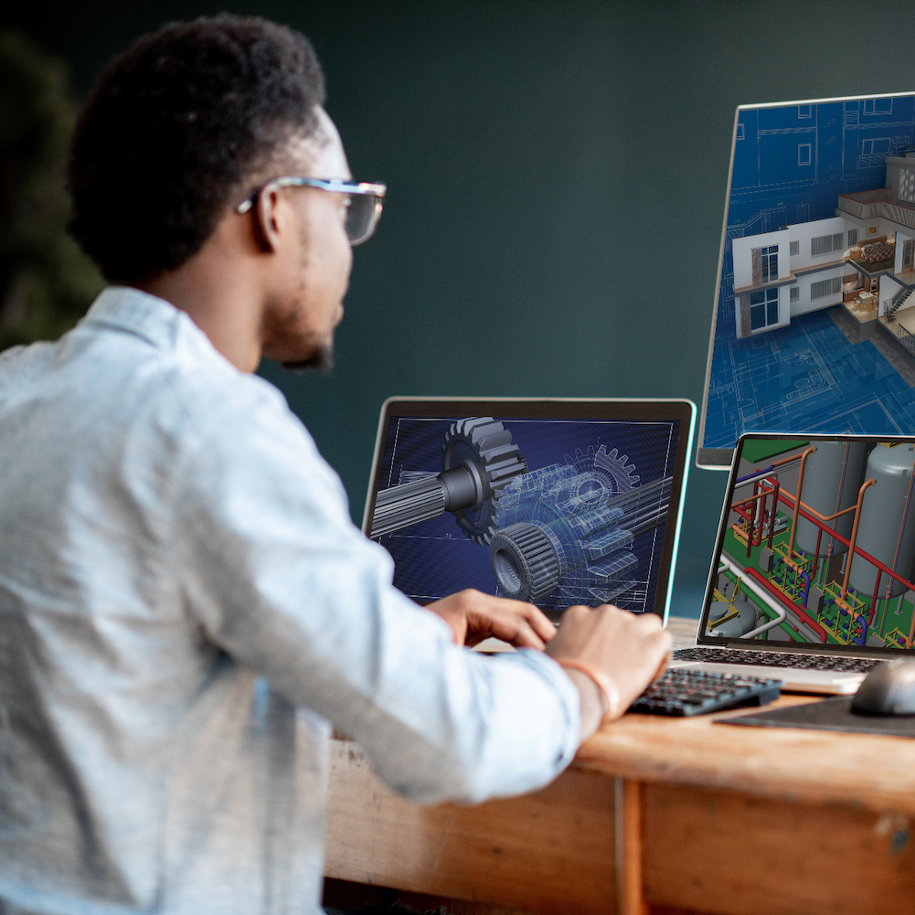 student learns 3D modeling and design - skilled trades