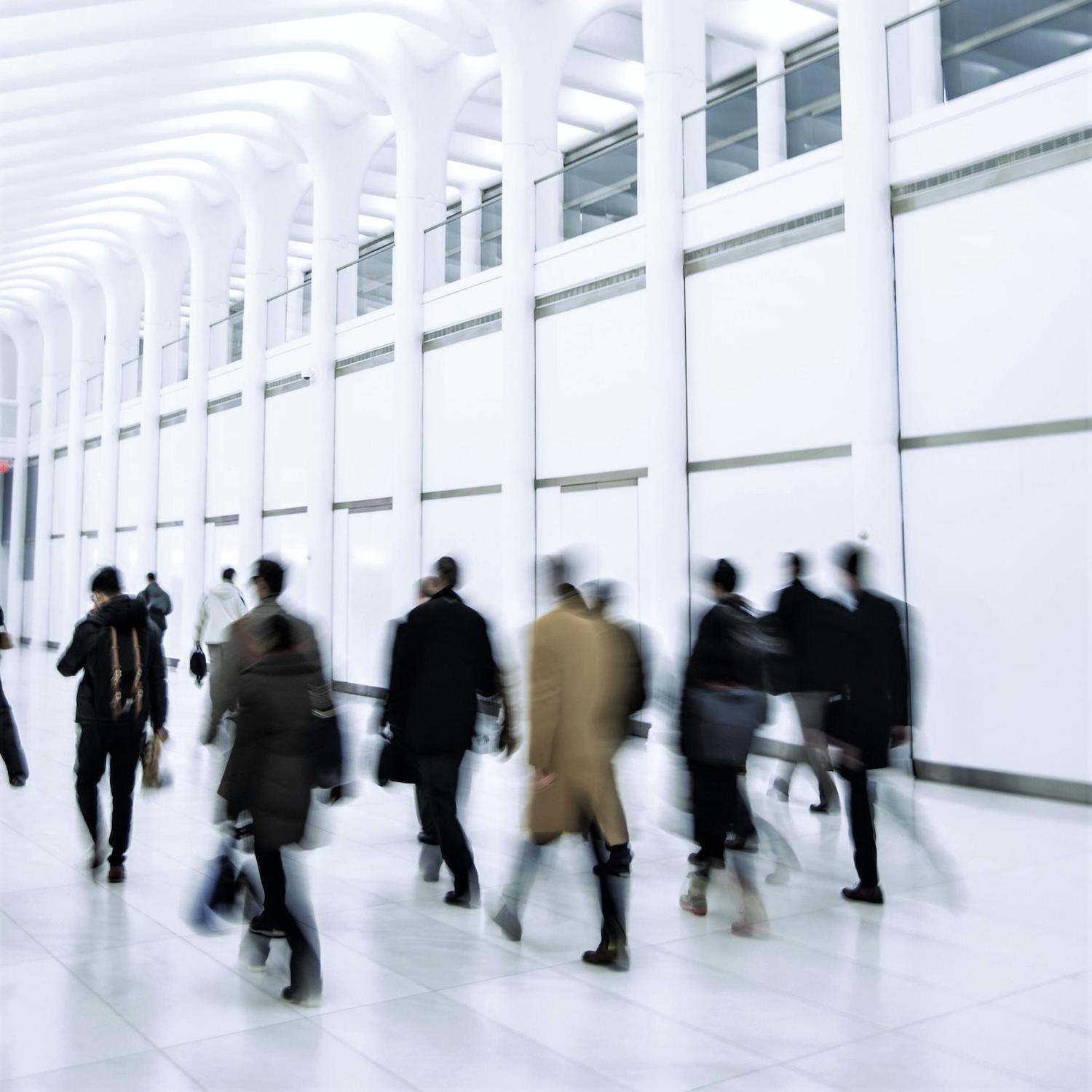 workers commuting in the subway